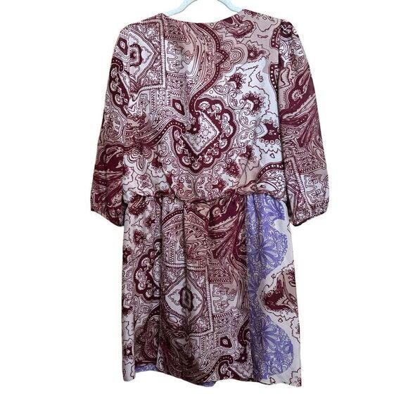 Tibi Surplice Dress Womens 12 Multicolor Paisley Floral Print Silk Cocktail - Picture 7 of 10